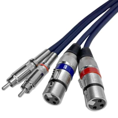 10FT 1/4 6.35mm Stereo Male to 2-RCA L+R Male Plug Dj Guitar Cable Audio  Cord