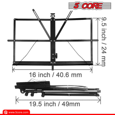 Kasonic Dual-Use Folding Sheet Music Stand & Desktop Book Stand with  Portable Carrying Bag, Sheet Music Folder & Clip Holder (Black)