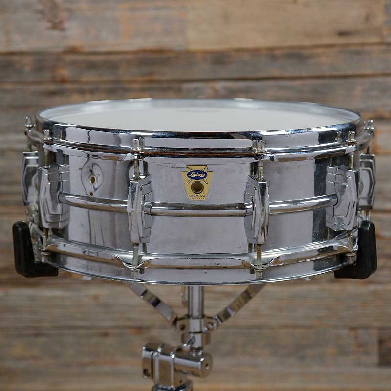 Ludwig No. 400 Super-Ludwig 5x14" Chrome Over Brass Snare Drum with Transition Badge 1958 - 1960 image 1