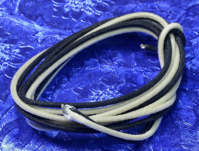 12 Feet Gavitt USA Black & White Vintage Waxed Cloth Insulated 18g Wire For Old Guitar Amp Speaker image 1