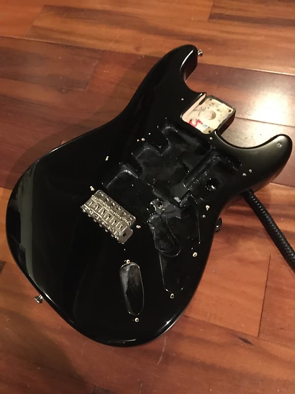 Fender Deluxe Powerhouse Strat Stratocaster Black Body w Bridge 9V Preamp  Rout | Reverb