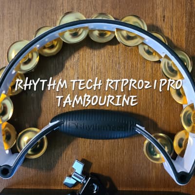 RhythmTech RTPRO1 Pro Series Tambourine with Steel Jingles - White image 3