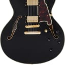 D'Angelico Excel DC Semi-hollowbody Electric Guitar - Solid Black with Stopbar Tailpiece