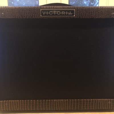 Victoria Vicky Verb Black and Brown Snakeskin Tolex-British Black Grill Cloth for sale
