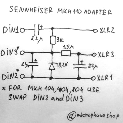 Phantom adapter module for Sennheiser MKH 110, MKH 104, MKH 404, MKH 804 microphones. imagen 4