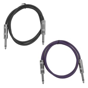 Seismic Audio SASTSX-3-BLACKPURPLE 1/4" TS Male to 1/4" TS Male Patch Cables - 3' (2-Pack)