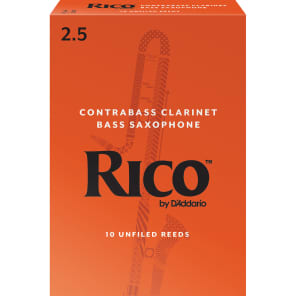 Rico RFA1025 Contrabass Clarinet Reeds - Strength 2.5 (10-Pack)