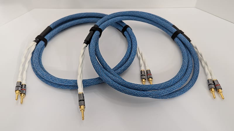 Speaker Cables, Canare 4S11, Banana plugs, Denim Blue, 10' Pair