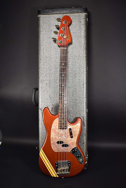 1970 Fender Mustang Bass Competition Red Finish Electric Bass Guitar w/OHSC image 3