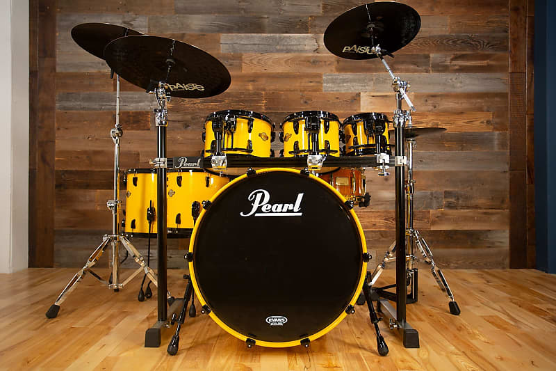 Pearl Masters Premium Maple (Mrp) 6 Piece Drum Kit, Canary Yellow Sparkle Lacquer (Pre Loved) image 1