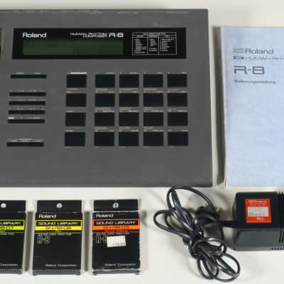 Roland R-8 Human Rhythm Composer + power adaptor + manual + 3 ROM cards (Dry, Mallet, Sound Effects)