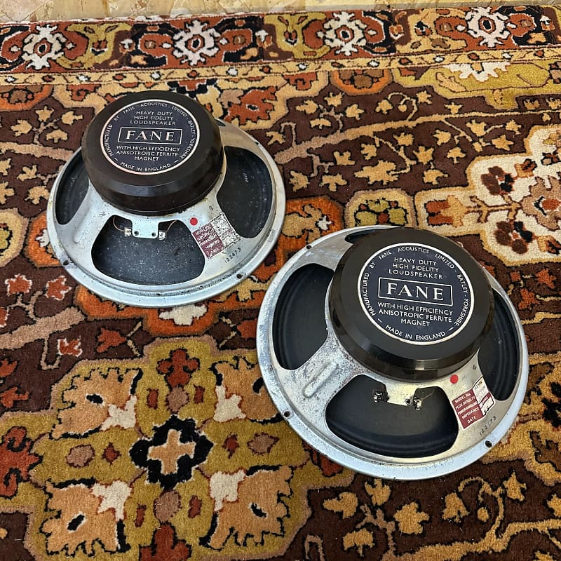 Pair 2x Vintage 1970s 1975 Fane 122/10G 40w 8ohm 12" Speakers Drivers *1970s* | Reverb