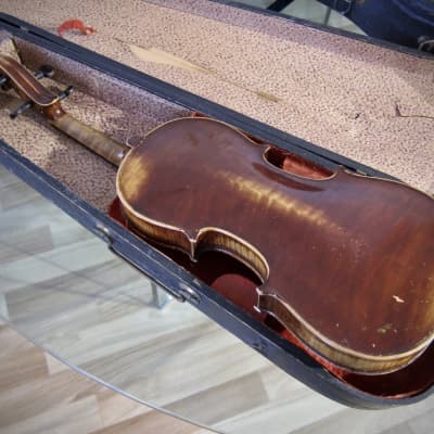 Vintage German 1/2 Size Violin & Coffin Case 1930s Brown Varnished High Quality Small Violin image 10