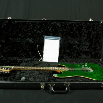 Suhr Classic HH 2015 Trans Green Quilt with Scraped Maple Binding image 3