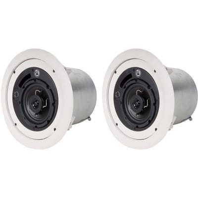 Atlas Sound FAP42T 4" Coaxial In-Ceiling Speaker with 16-Watt 70/100V Transformer (Pair) image 1