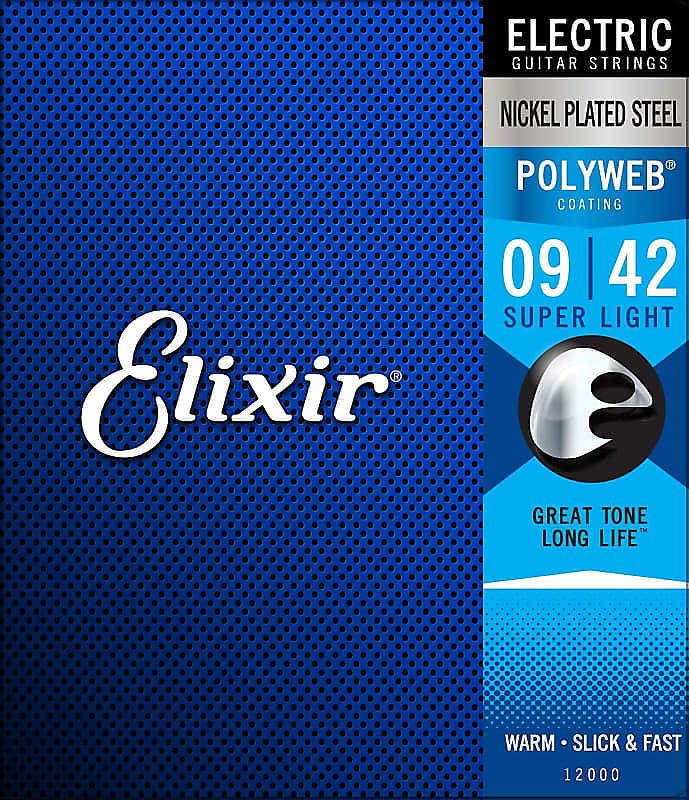 Elixir 12000 Polyweb Coated Electric Guitar Strings .009-.042 image 1