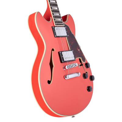 D'Angelico 6 String Semi-Hollow-Body Electric Guitar, Fiesta Red, DAPMINIDCFRCSCB image 6