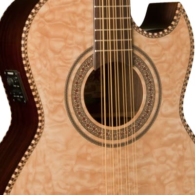 Oscar Schmidt OH32SEQN Quilt Maple Acoustic Electric Bajo Quinto with Gig Bag Natural image 6