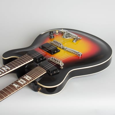 Mosrite  Doubleneck Owned and played by Roy Nichols, Arch Top Hollow Body Electric Guitar,  c. 1959, brown hard shell case. image 7