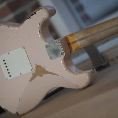 Del-Tone 50s S-Style - Shell Pink over Sunburst - Extreme Aging image 22