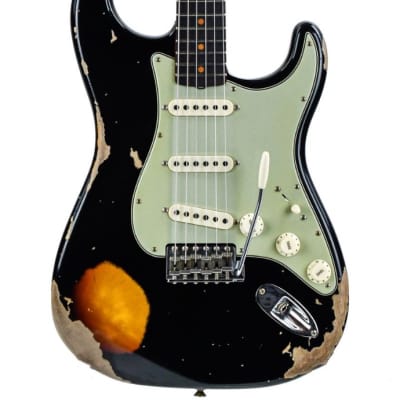 Fender Custom Shop 60 Stratocaster Heavy Relic Aged Black Over 3 Color Sunburst 2023 for sale