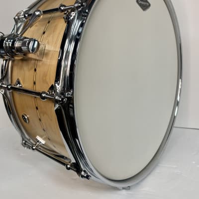 Craviotto Maple Snare Drum - 6.5" x 14" - in Natural Satin with Maple Inlay image 12