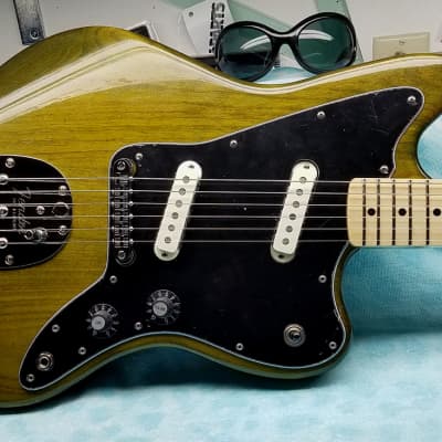 Custom  "Jazzstang "Jazzmaster Mustang Style Guitar, Jaguar Pickups, Tele Neck, Hemp Green Sparkles image 1