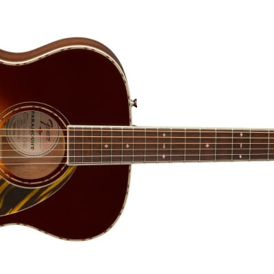 Fender Paramount PO220E Orchestra Acoustic-Electric Guitar (with Case), 3-Tone Sunburst image 7
