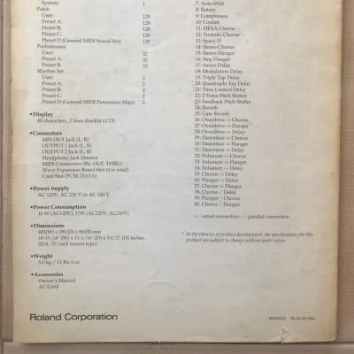 Roland JV-1080 Owner's Manual imagen 2