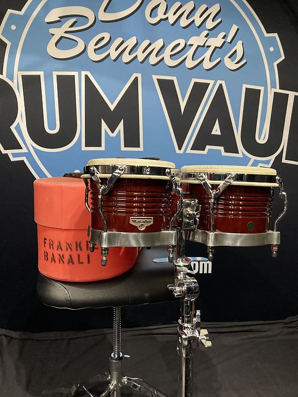 Frankie Banali's (Quiet Riot) M201-ABW LP Matador Wood Bongos, with Stand and Stenciled Case! - Almond Brown/Chrome image 1
