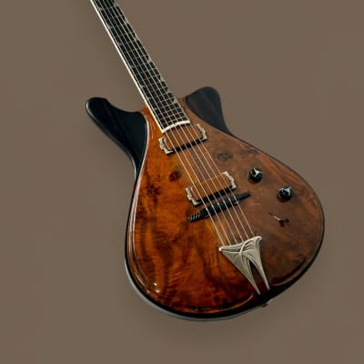 Jesselli Guitars Modernaire Circa 1989-1990 Natural Walnut & Ebony. Owned by Alan Rogan touring tech for Keith Richards. (Authorized Jesselli Dealer) image 4