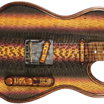 Walla Walla USA Maverick Skin Real Cobra Skin Tele Electric Guitar w/Case image 4