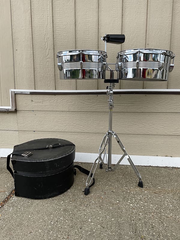 GP Percussion LT156 Complete 13" & 14" Timbales Drum Set with Reverb