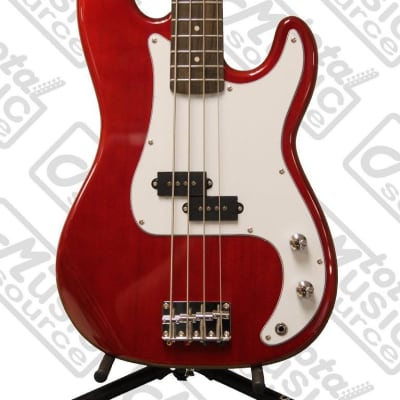 Oscar Schmidt by Washburn P-Style Electric Bass Guitar, Trans Red, OSB-400C TR image 8