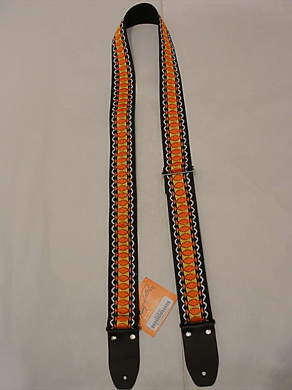 Henry Heller VINTAGE REISSUE Deluxe HVDX-03" JACQUARD WEAVE W LEATHER ENDS GUITAR STRAP image 1