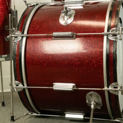 1960s Rogers Tower Sparkling Red Pearl Drum Set image 5