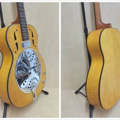 Haze Roundneck Resonator Guitar,Flame Maple,1xH Pickups+Free Gig Bag SDG-727EQ - With a Bag image 7