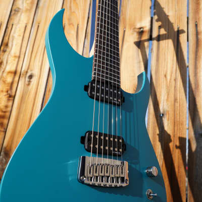 Schecter USA CUSTOM SHOP Keith Merrow KM-7 Stage Teal Blue Satin 7-String Electric Guitar w/ Case (2024) image 14