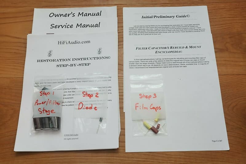 McIntosh 50W-1 restoration kit filter capacitor repair rebuild fix  			