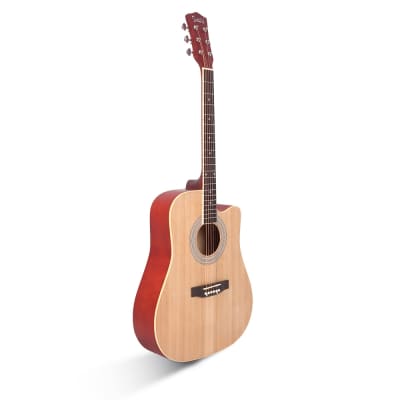 Glarry GT502 41 Inch Matte Cutaway Dreadnought Spruce Front Acoustic Guitar Burlywood image 2
