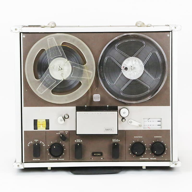 1963 Ampex F-4460 F44 Fine Line Series Portable Stereo 2-Channel Analog  Tube Tape Recorder Machine Burgundy Leatherette Suitcase Reel-To-Reel