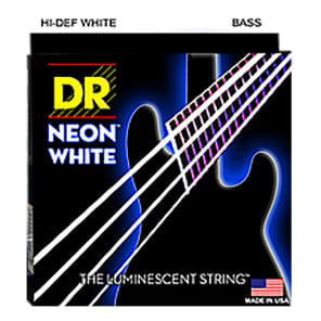 DR NWB5-40 Neon White Coated 5-String Electric Bass Strings - Light (40-120)