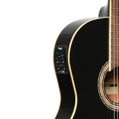 Stagg SCL60 TCE-BLK cutaway Acoustic-electric Classical Guitar w/ B-Band 4-band EQ, black image 7