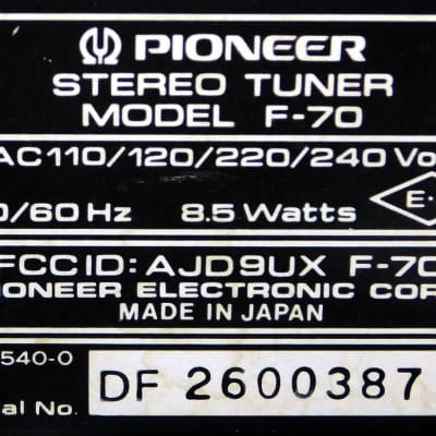 Pioneer F-70 am fm stereo tuner radio image 5