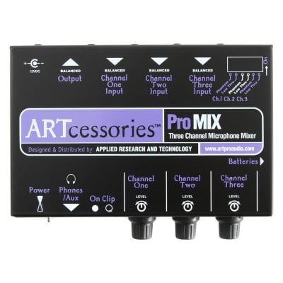 ART ProMIX Three Channel Portable Battery Powered Microphone Mixer w/