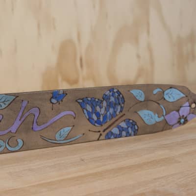 Guitar Strap - Sue pattern with Butterflies by Moxie & Oliver - Custom Inscription image 1