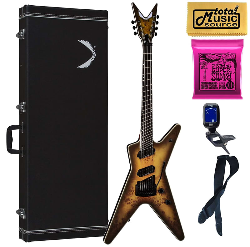 Dean ML 7 String Select Multiscale Kahler Guitar, Ebony, Bundle image 1