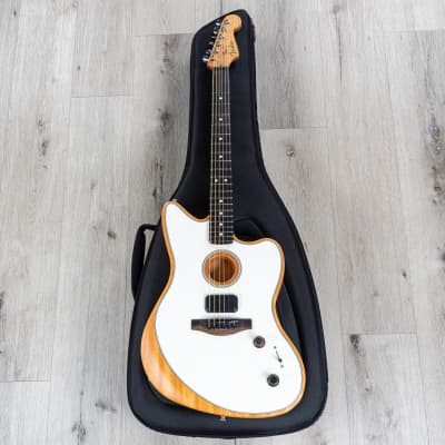 Fender American Acoustasonic Jazzmaster Guitar, Arctic White, Ebony Fretboard image 10
