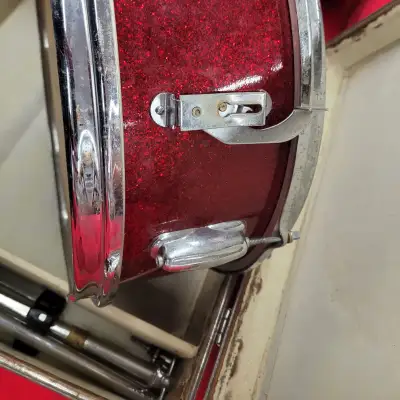 Slingerland Snare Drum With Case And Stand 1960s Red Sparkle image 4