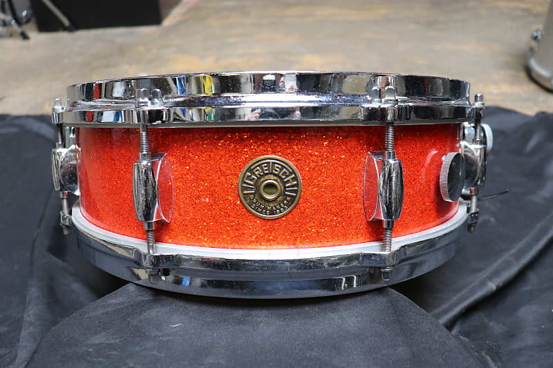 Gretsch 4x14 Tangerine Sparkle Progressive Jazz Snare Drum Vintage